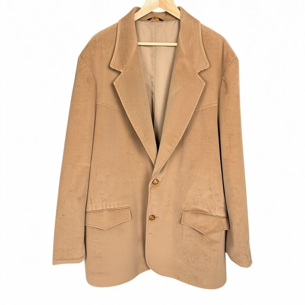 Vintage Pioneer Wear Mens 54L Corduroy Leather Western Blazer Jacket Made in USA